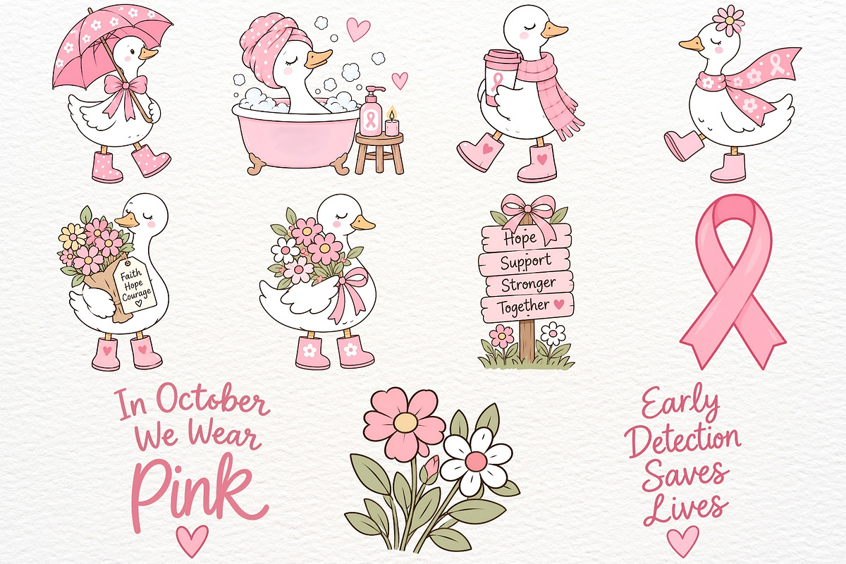 Breast Cancer Awareness Silly Goose, a Healthcare Illustration by SugarCloudStudioArt (Photo 4 of 4)