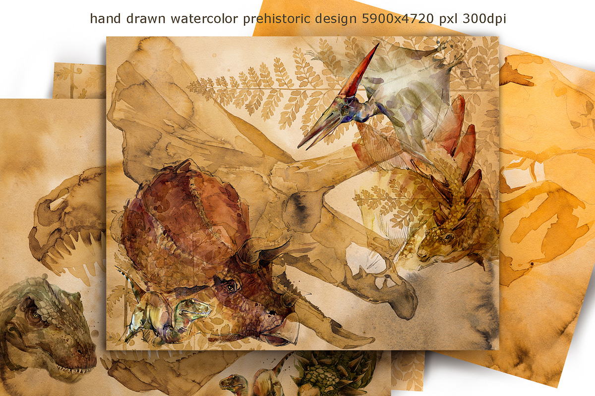 Watercolor Dinosaur Collection, an Animal Illustration by FineArt (Photo 4 of 19)