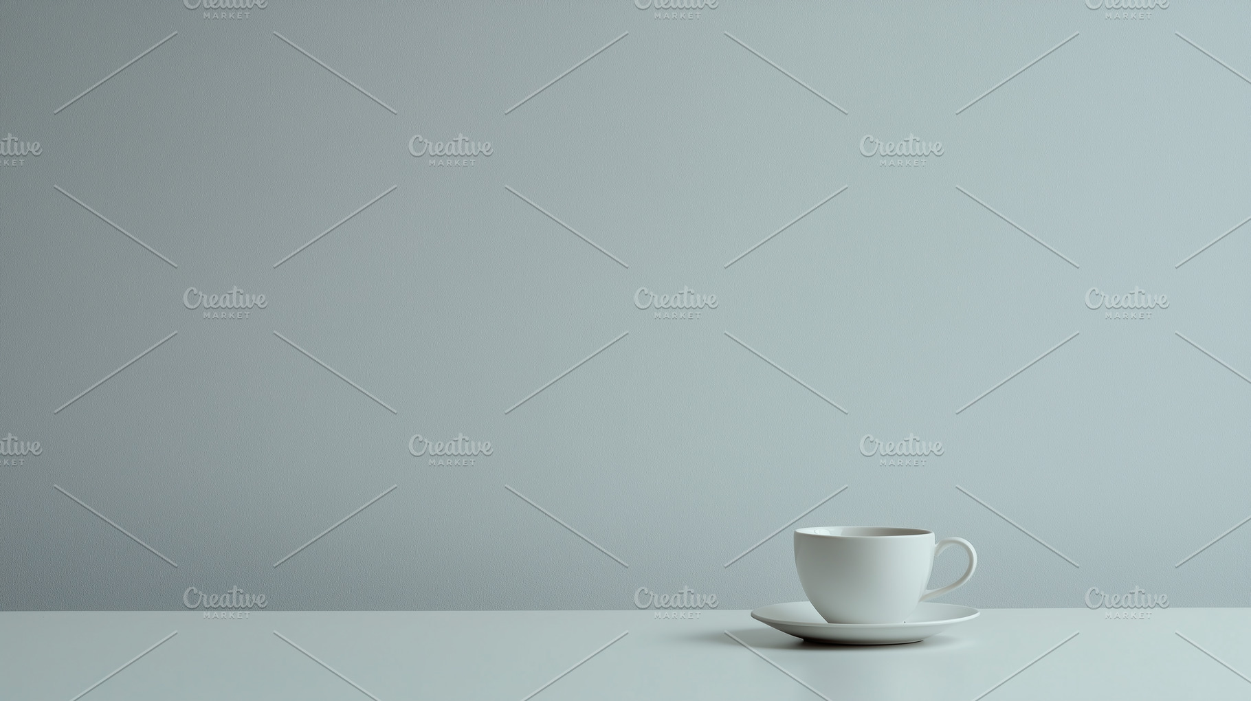 White coffee cup on a minimalist, a Food & Drink Photo by MistyDay