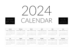 2024 Year Calendar Template. v2