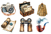 Watercolor Detective Toolkit PNG, an Illustration by SinaCreation (Thumbnail 3 of 5)