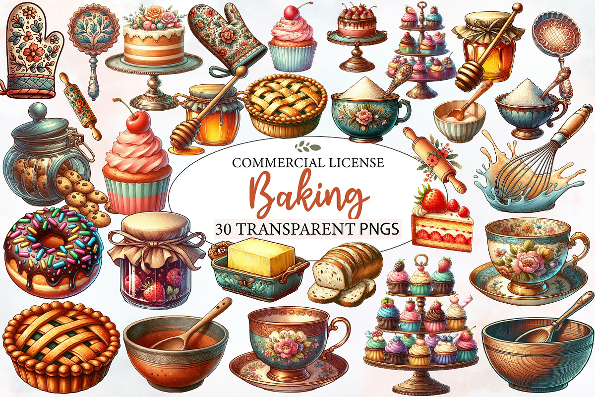 Vintage Baking Sublimation Clipart, an Illustration by Designworld (Photo 1 of 7)