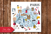 Paris Map and Card with Lamdmarks, an Illustration by Alina Tsesarskaya (Thumbnail 2 of 5)