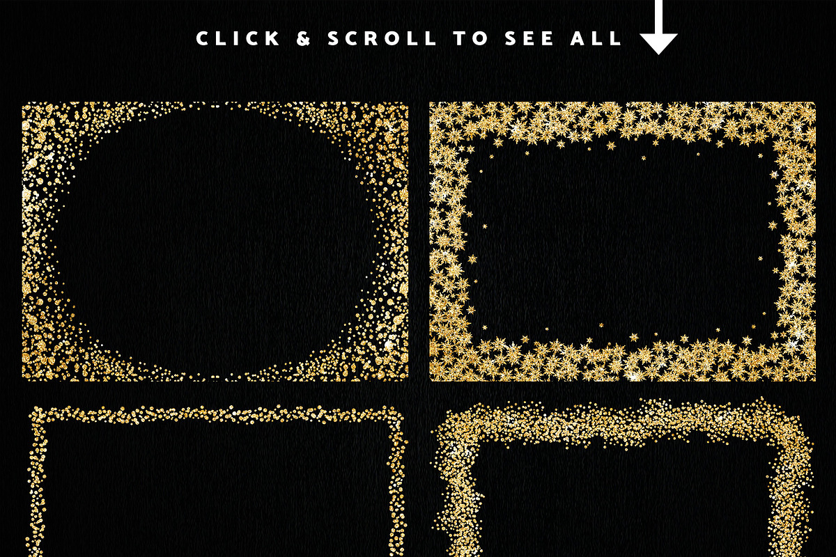 Gold Glitter Overlay Frames Borders, a Texture Graphic by Nifty Template Studio (Photo 7 of 9)