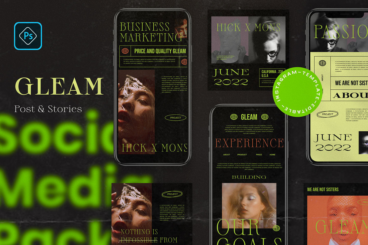 GLEAM - New Hype Brand Social Media, a Social Media Template by Dirtytemp Studio (Photo 2 of 5)