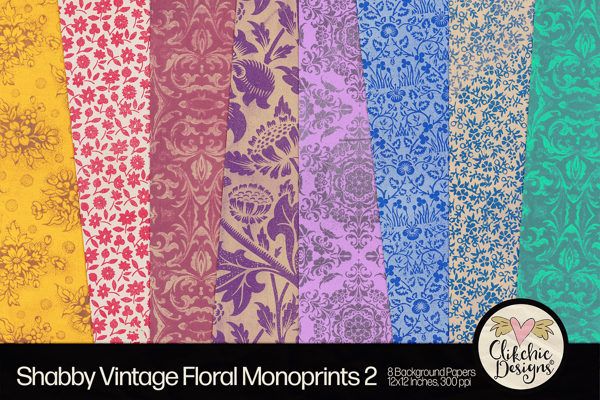 Shabby Vintage Floral Backgrounds 2, a Texture Graphic by Clikchic Designs (Photo 1 of 5)