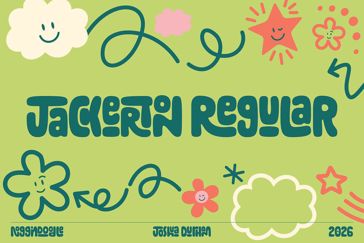 Jackerton Regular Font, a Handwritten Font by noggindoodle (Photo 1 of 21)