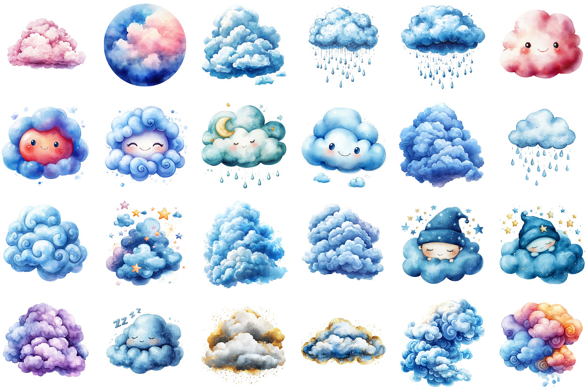 Clouds Simple Drawing Clipart, an Illustration by Sublimation Artist (Photo 2 of 6)