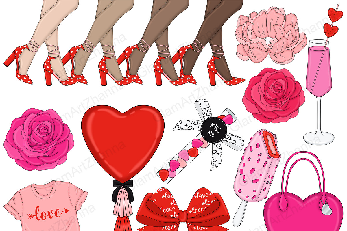 Be Mine Clipart, a Seasonal Illustration by GlamArtZhanna (Photo 4 of 5)