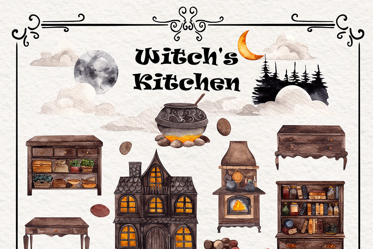 Witch's Kitchen. Hand draw graphic, an Object Illustration by ma_i_vi (Photo 10 of 12)
