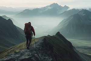 A lone hiker with a backpack, a Nature Photo by MistyDay