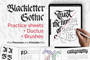 Blackletter Calligraphy Workbook Set, a Templates & Theme by ZenLettering