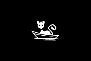 Cat On Boat Logo Template