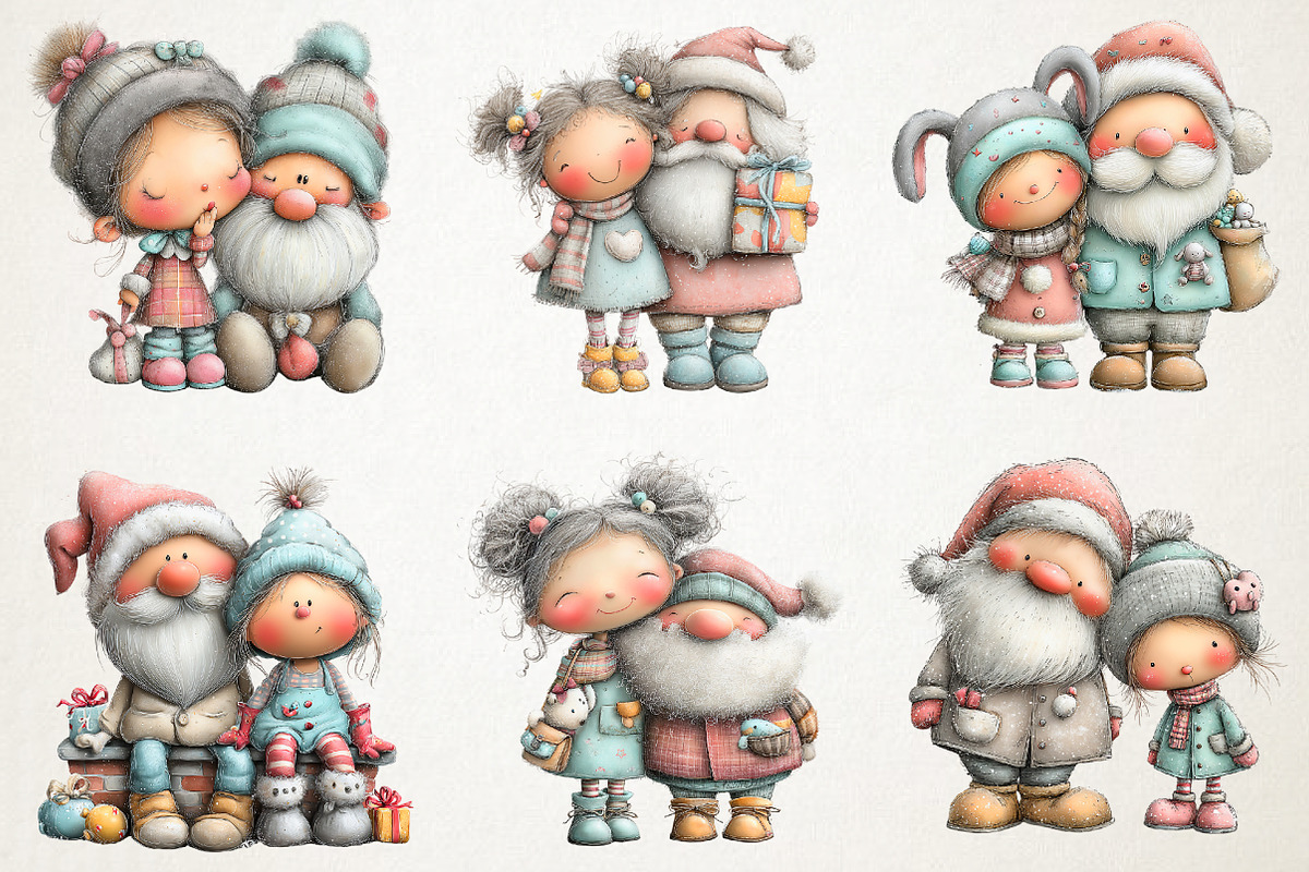 Christmas Girl and Santa Clip Art, an Illustration by RobertsArt (Photo 4 of 7)