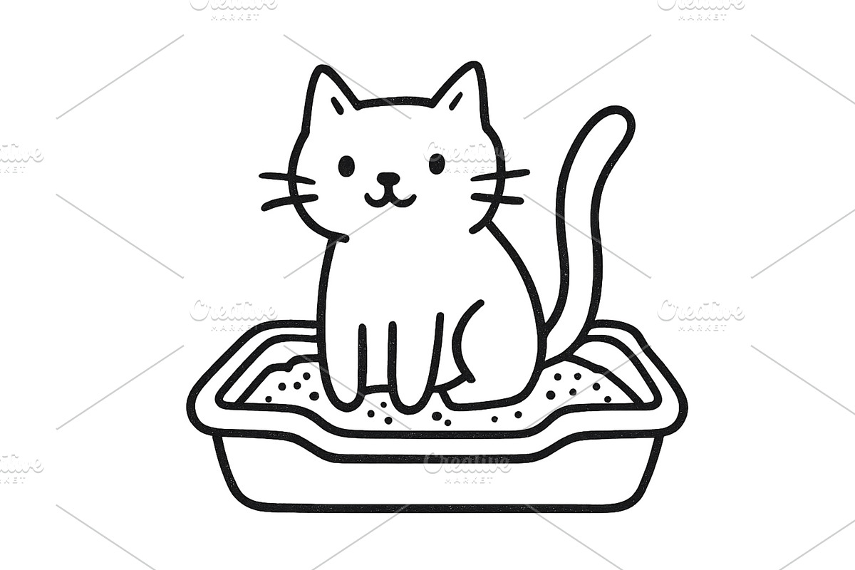Cute playful cat sitting in a litter, an Animal Illustration by ZinetroN