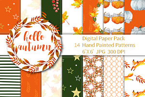 Autumn Digital Paper Watercolor