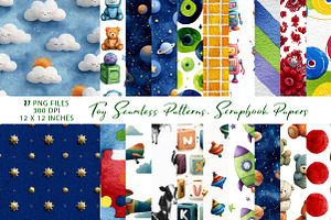 Toy Seamless Patterns, Scrapbook, a Pattern Graphic by CreationArt
