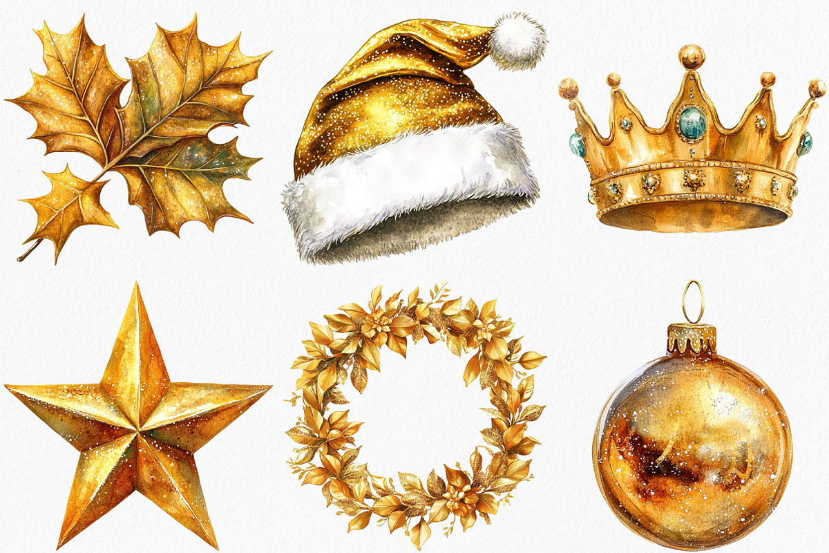 Gold Sparkle Christmas Clipart, an Illustration by Canvas Craft (Photo 2 of 7)