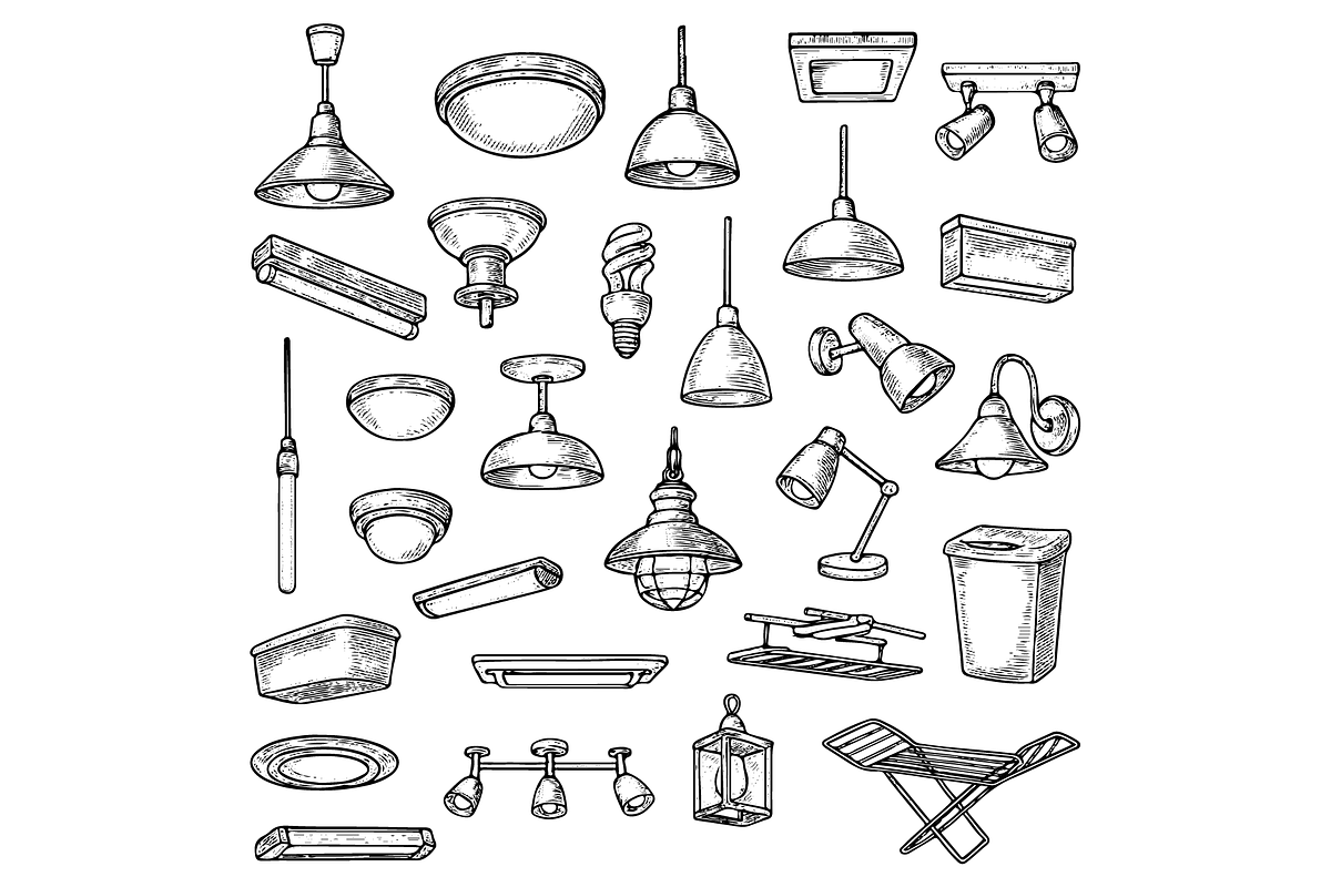 Lighting Fixtures and Lamps Set, an Object Graphic by RT Studio