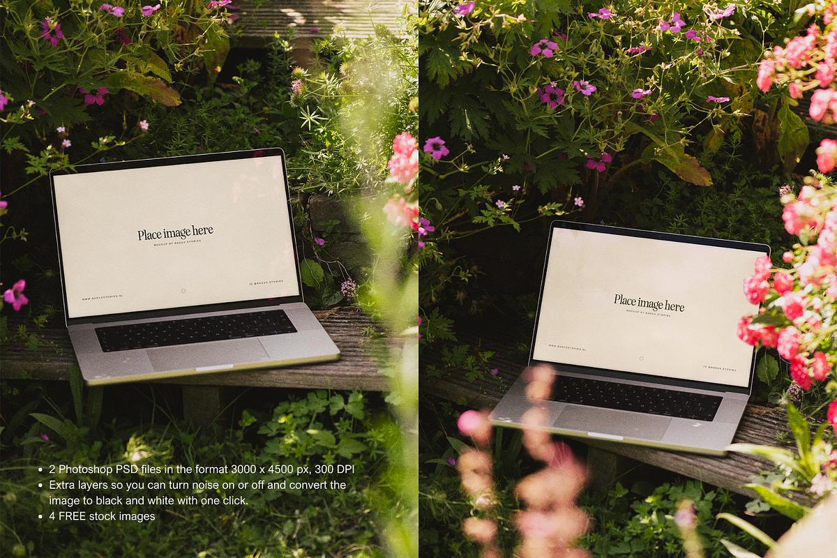 Macbook laptop Mockup Pink Flowers, a Mac Mockup by Cosmic Energy Studio (Photo 2 of 3)