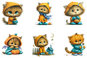 Whimsical Halloween Cat Clipart, a Seasonal Illustration by CreationArt (Thumbnail 5 of 5)