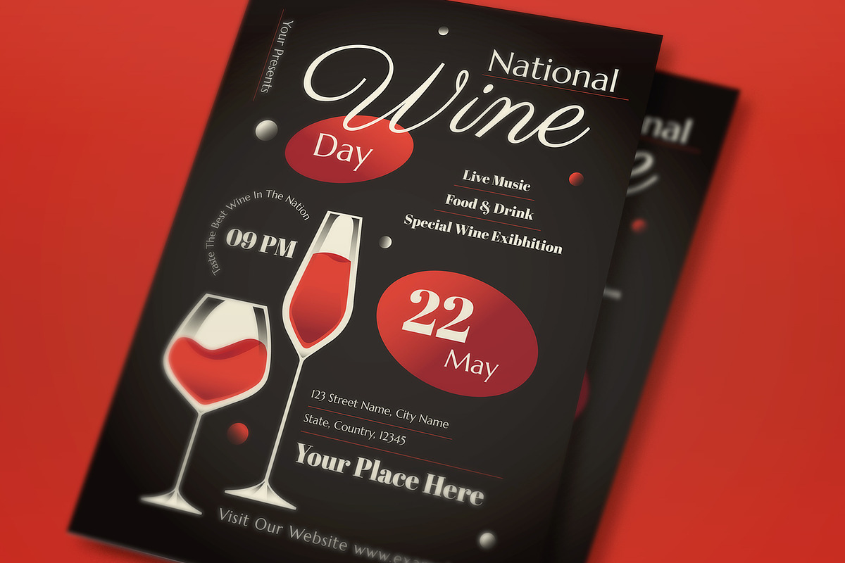 Gradient National Wine Day Flyer Set, a Flyer Template by graphicook (Photo 2 of 3)