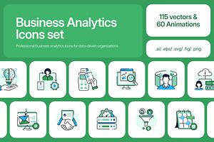 Business Analytics Bundle Icons, a Duotone Icon by Prosymbols