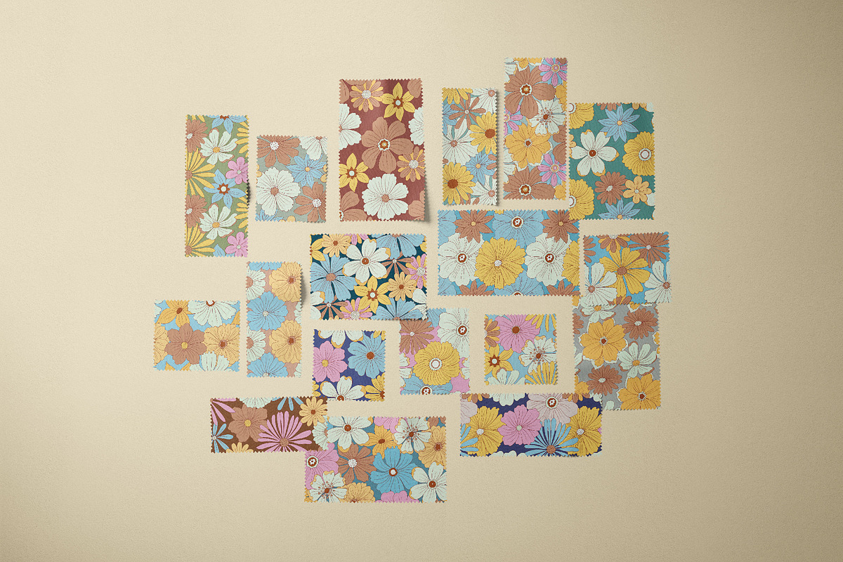 Wild Retro Floral Seamless Patterns, a Pattern Graphic by Tiger and Flower (Photo 3 of 20)
