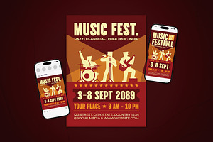 Music Festival Event Flyer Set, a Flyer Template by The Good Store