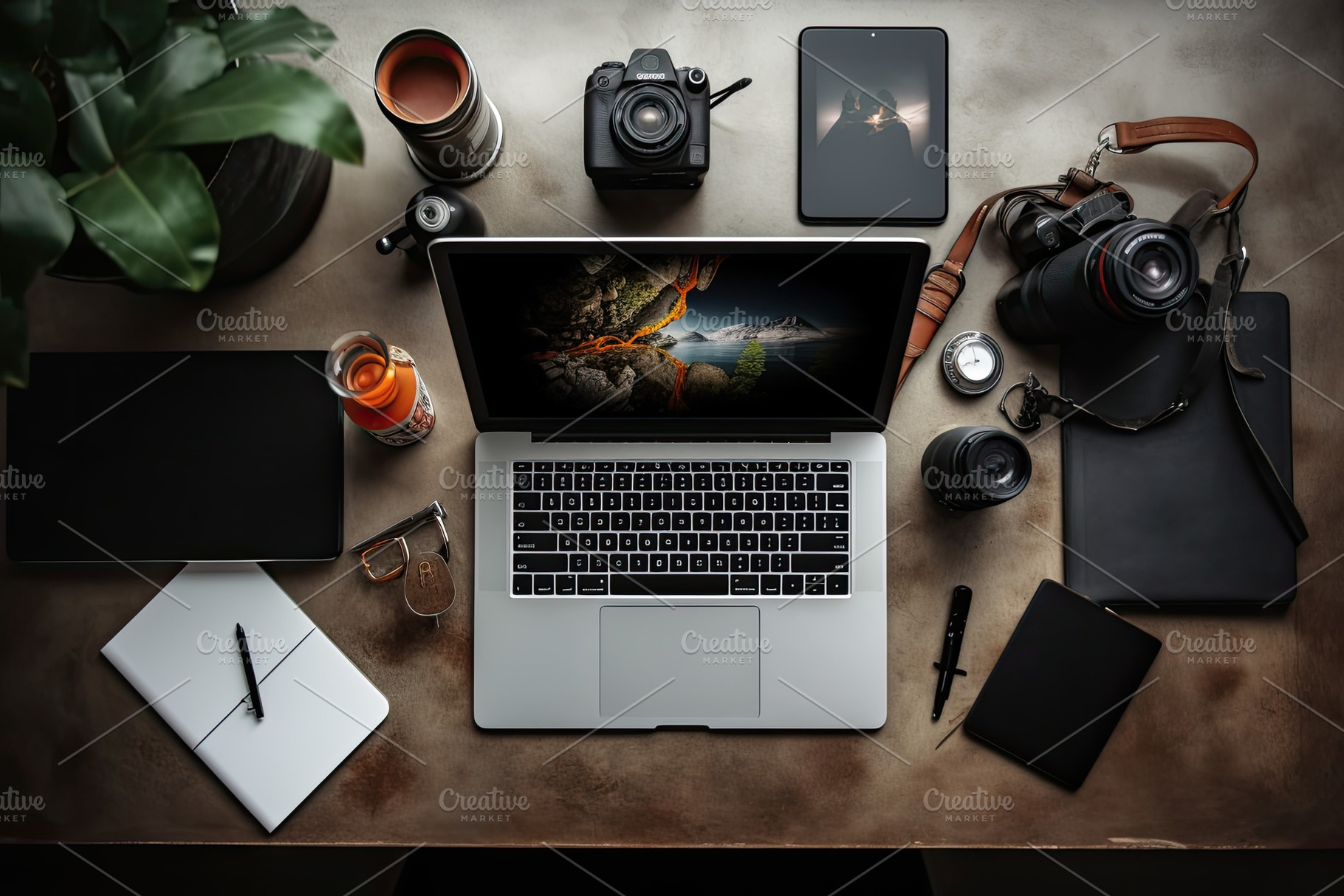 Workplace of photographer with lapto, a Photo by Iftikhar Alam