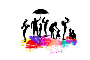 Family parents and kids. Silhouettes, a Person Illustration by Nenahliadava Design