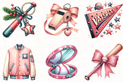 Retro Girly Baseball Clipart, an Illustration by OK Design (Thumbnail 4 of 5)