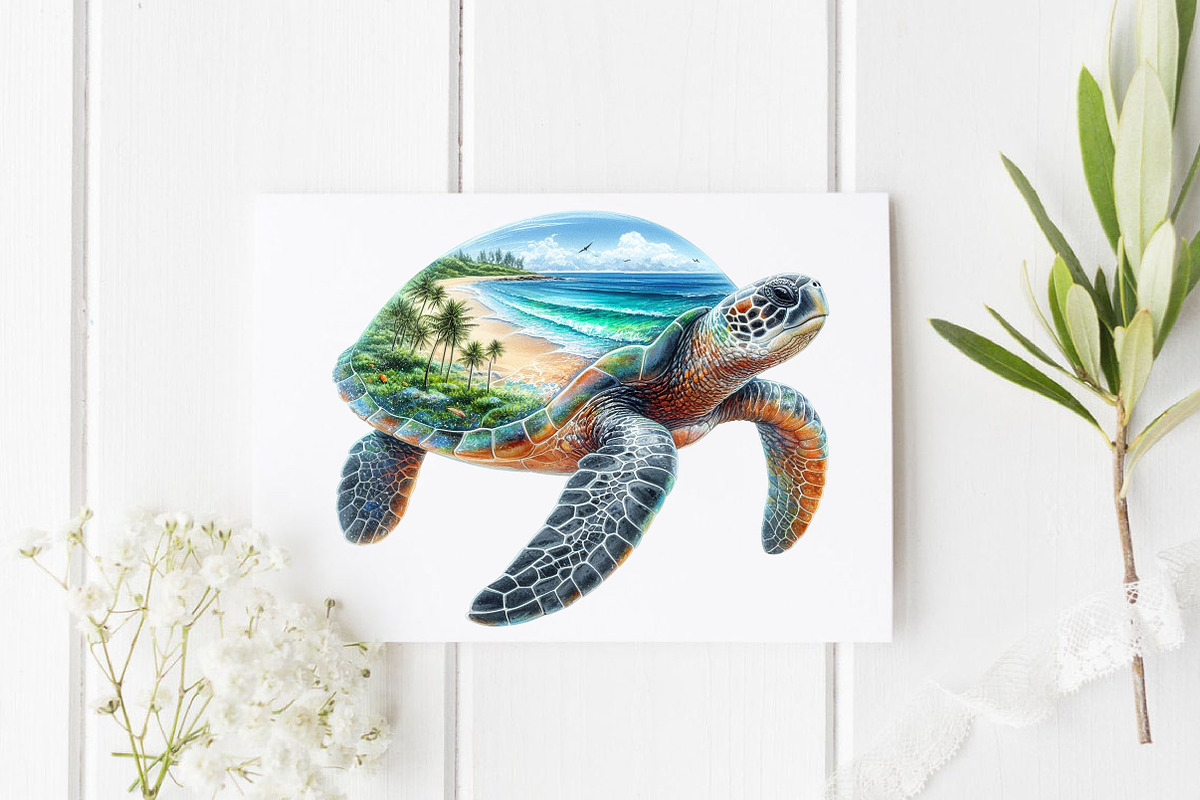 Watercolor Beach Sea Turtle PNG, a Graphic by CitraGraphics (Photo 2 of 6)