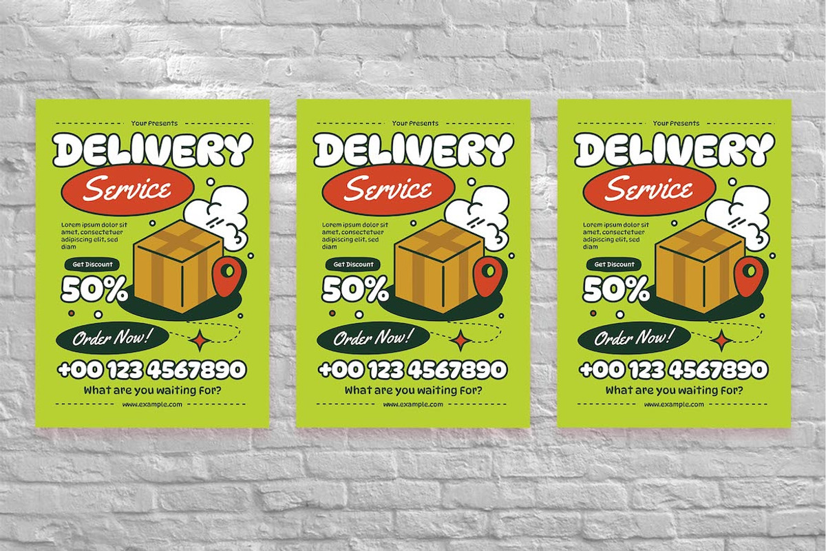 Green Delivery Service Flyer Set, a Flyer Template by Aiyari Graphic (Photo 3 of 3)