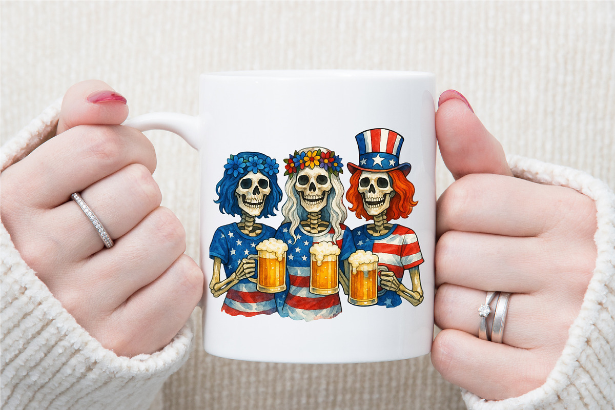Skeleton 4th of July Sublimation PNG, an Illustration by Sublimation Artist (Photo 4 of 9)