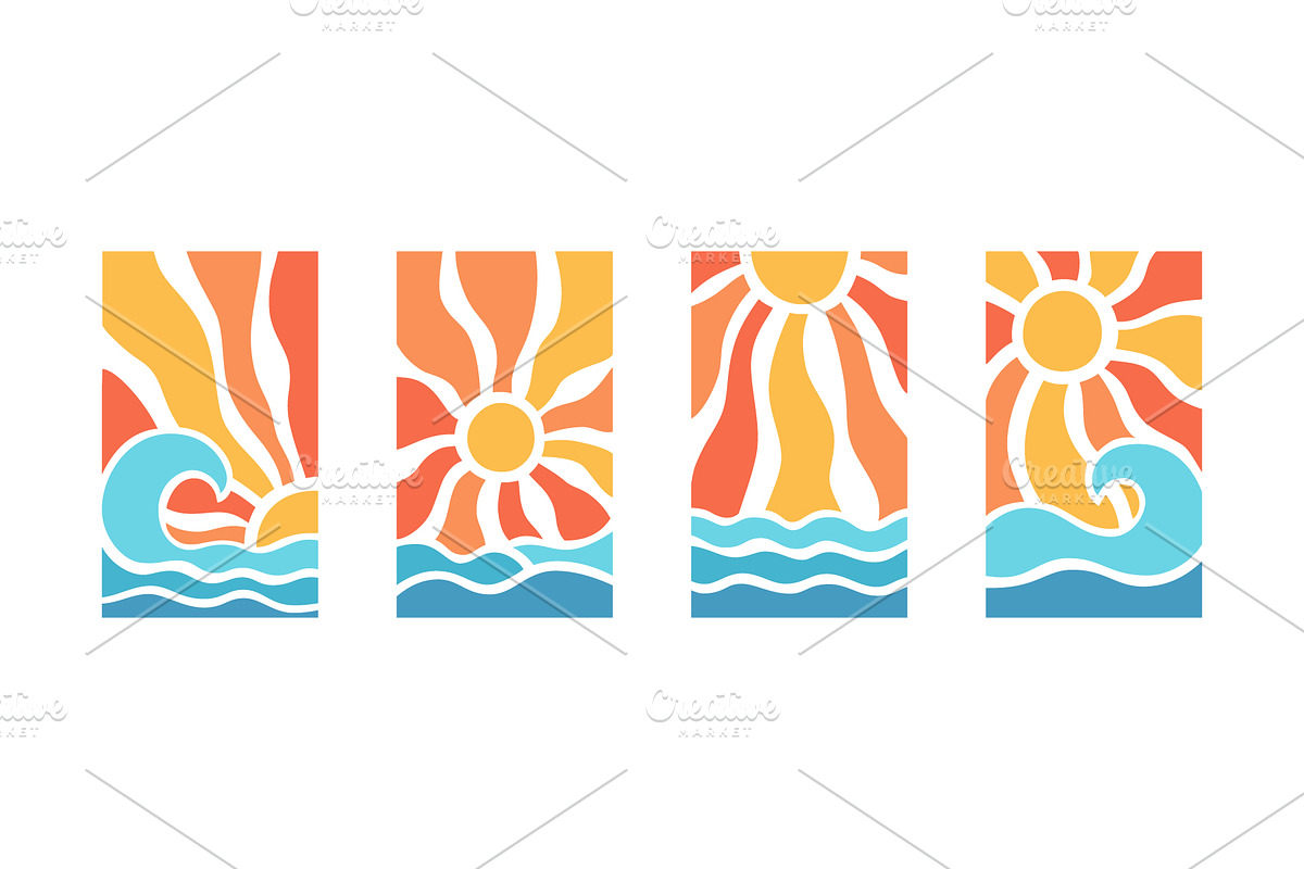 Sun rays and sea waves background, a Background Graphic by Elena Pimukova (Photo 3 of 4)