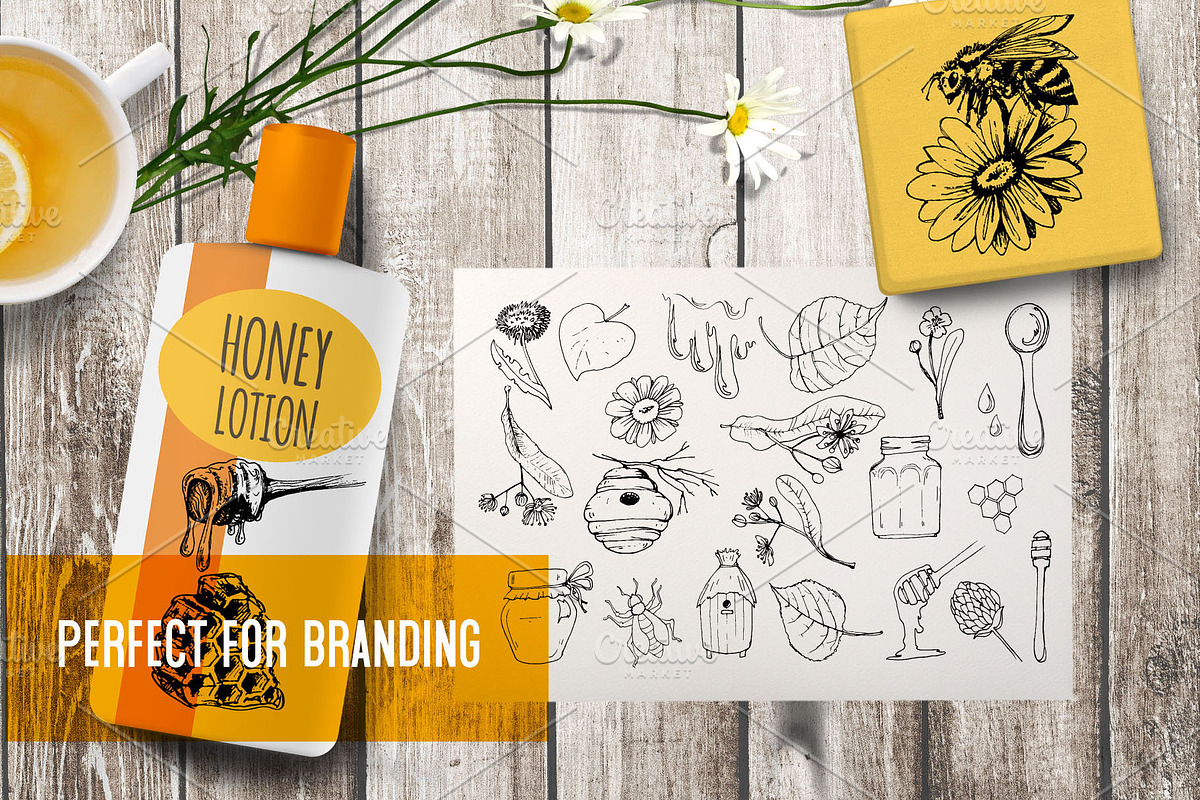 Beekeeping. Hand drawn ink set, a Food Illustration by Alena Kaz (Photo 4 of 4)