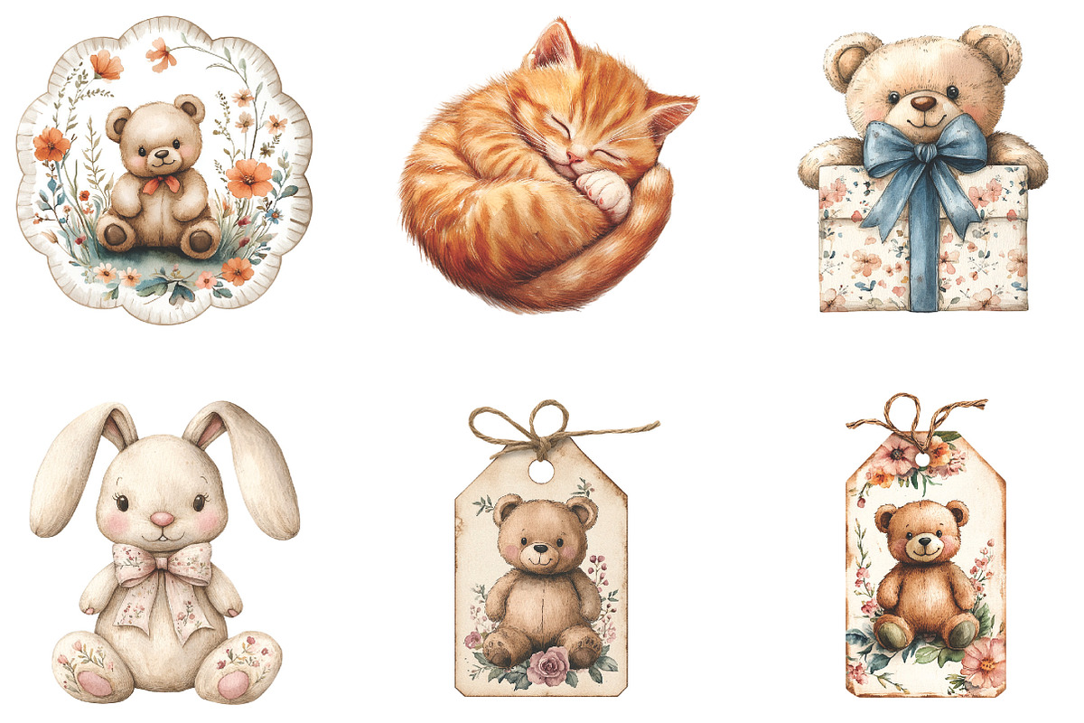 Boho Cute Animals Clipart, a Seasonal Illustration by Designking (Photo 3 of 5)
