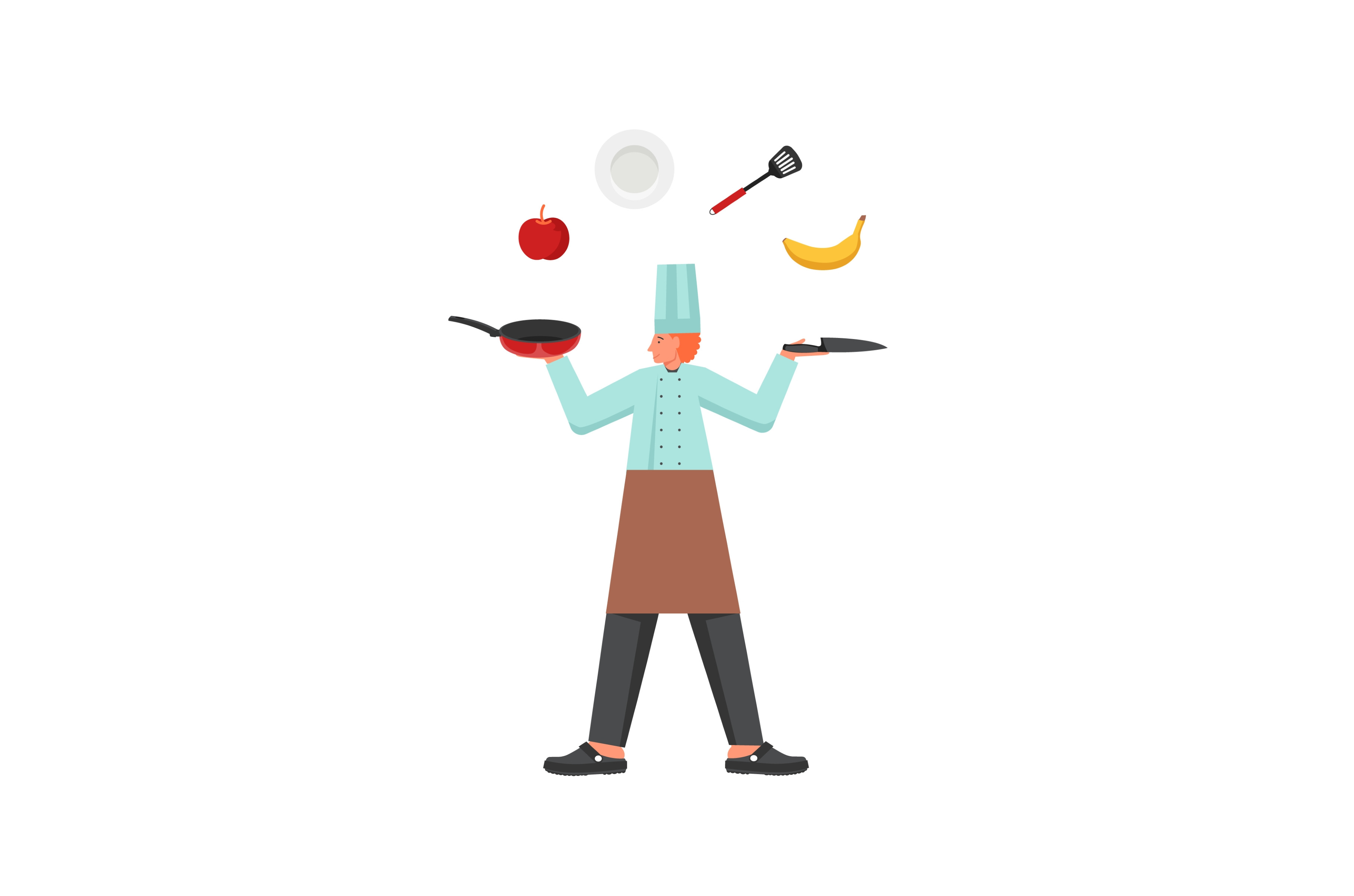Restaurant cook, vector flat style, a Person Illustration by Sky Pics ...