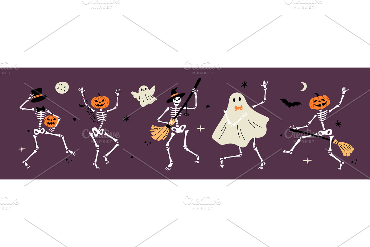 Cartoon dancing skeletons with, an Illustration by Vectorbuum