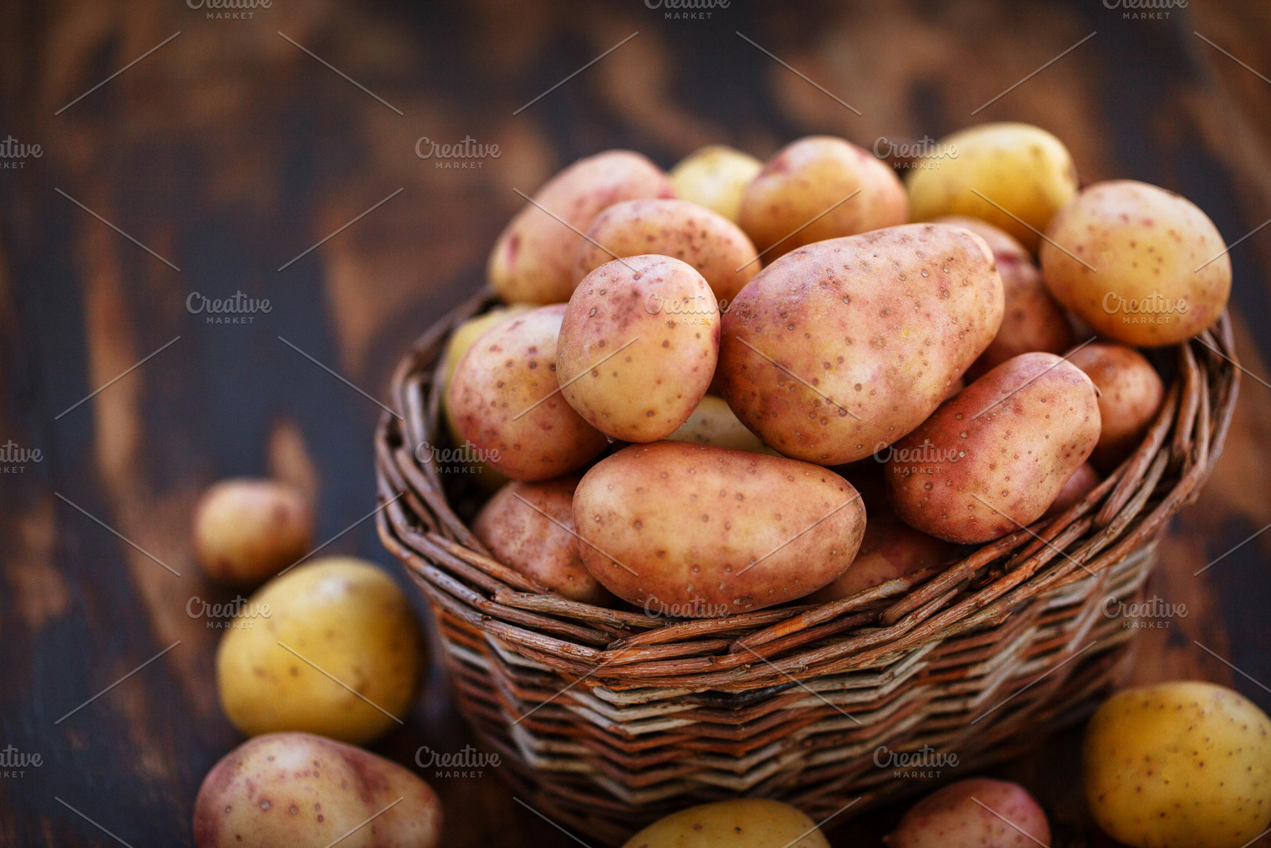 Raw fresh potatoes in the basket, a Food & Drink Photo by Kate S