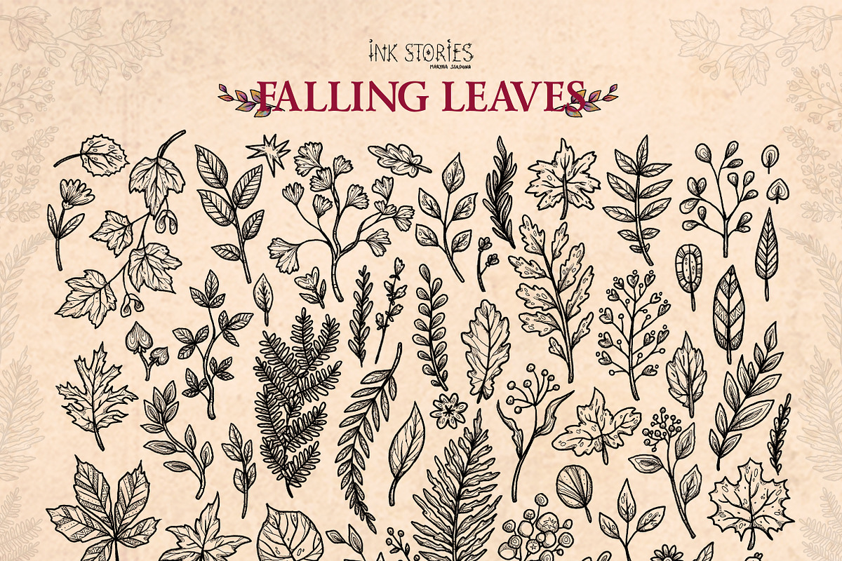 Falling Leaves Vintage Autumn Bundle, a Seasonal Illustration by Ink Stories (Photo 3 of 20)