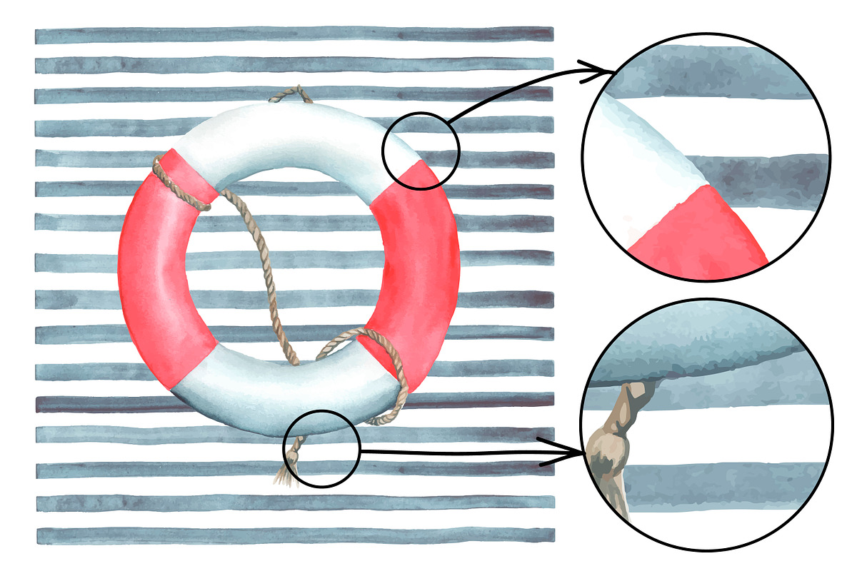 Nautical elements. Watercolor, an Object Graphic by Olga Bonitas (Photo 4 of 4)