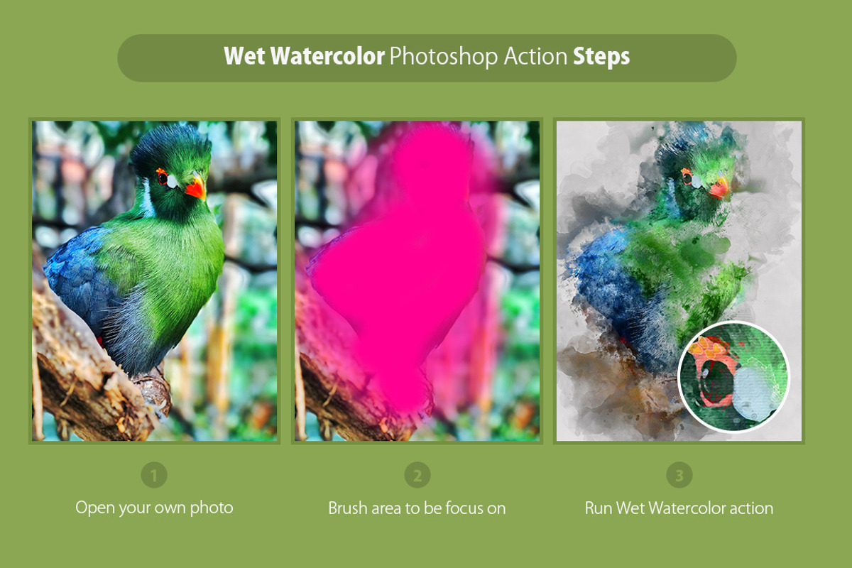 Wet Watercolor Photoshop Action, an Action Add-On by AndriyFM (Photo 2 of 20)