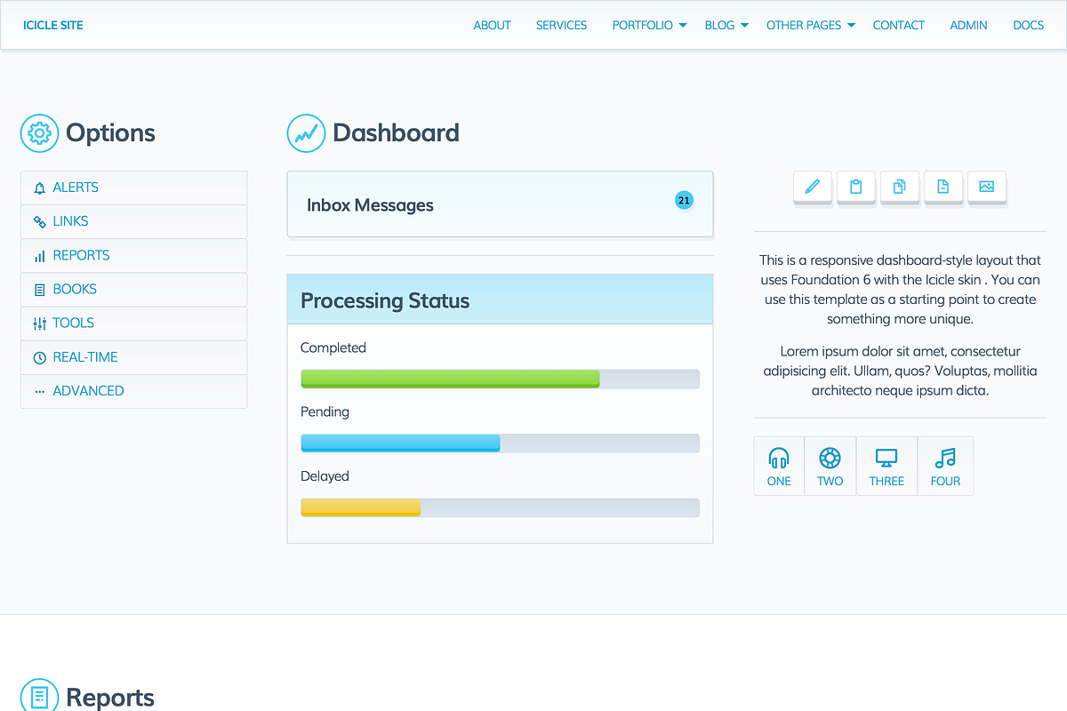 Icicle UI Kit for Zurb Foundation 6, a Templates & Theme by The Clever UI Company (Photo 3 of 6)