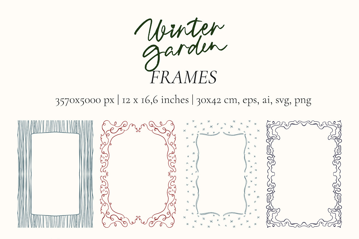 Winter Garden vector flowers frames, an Object Graphic by Yuliya Derbisheva (Photo 5 of 11)