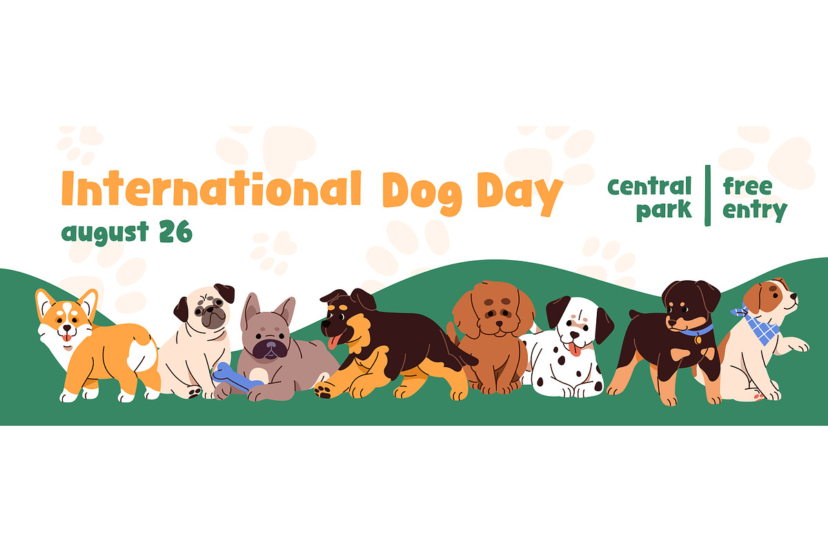 Cute puppies, funny baby dogs set, an Animal Illustration by PaperTrident (Photo 5 of 5)
