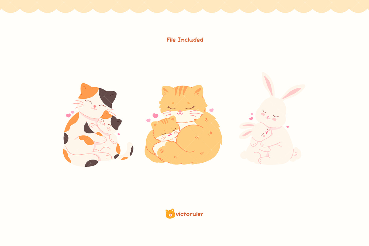 Cute Animal Hugs Illustration, an Animal Illustration by Victoruler (Photo 3 of 5)