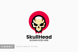 Skull Head Simple Mascot Logo