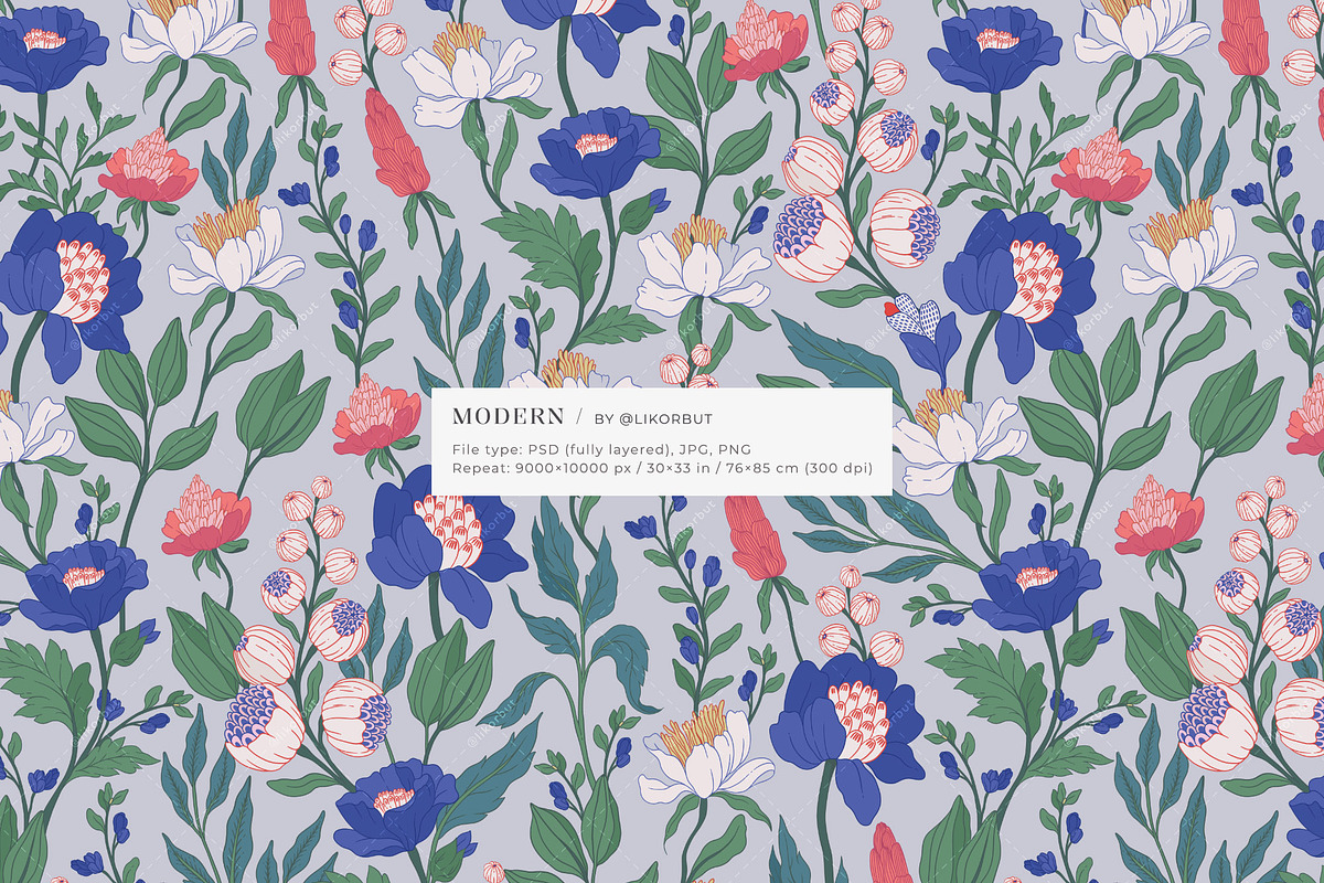 Modern Botanical Pattern and Plants, a Pattern Graphic by likorbut (Photo 13 of 15)